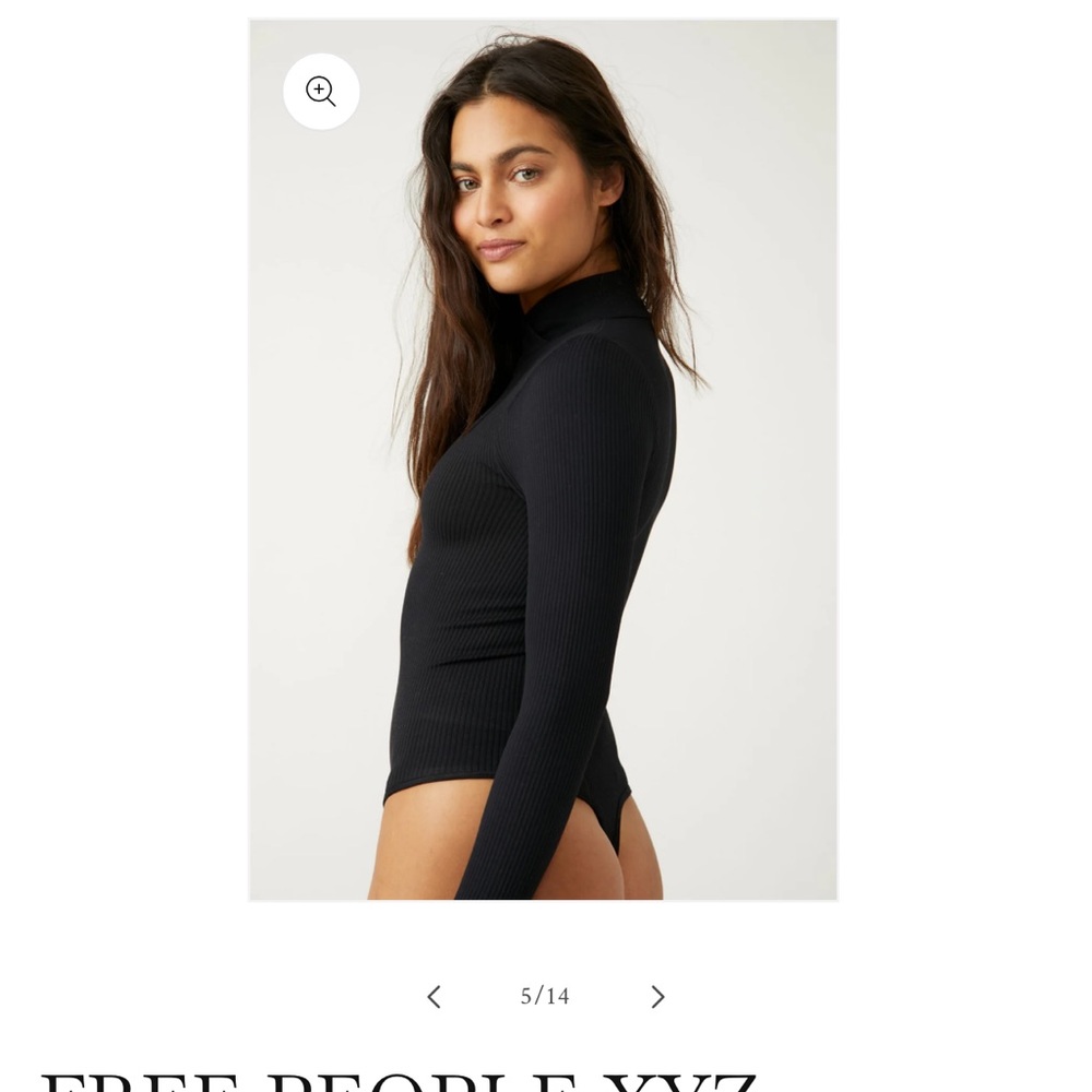 Free People Black Long Sleeve Bodysuit
